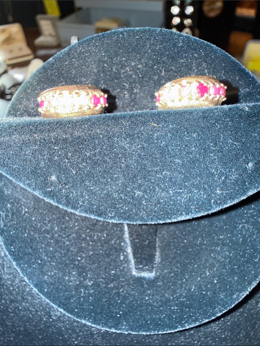 beautiful vintage vermil 18K over 925 Genuine Ruby Hoop Earrings
